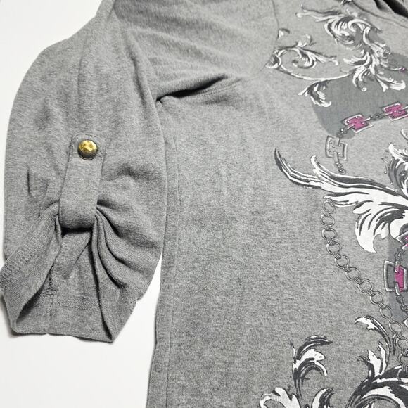 Vintage Style & Co. Sport 1/2 Zip Hoodie Roll Tab Sleeve Women's 2XL Y2k Grunge - Picture 4 of 7